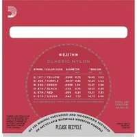 D'Addario EJ27H Student Nylon Classical Guitar Strings, Hard Tension