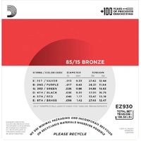D'Addario EZ930 85/15 Bronze Acoustic Guitar Strings, Medium, 13-56