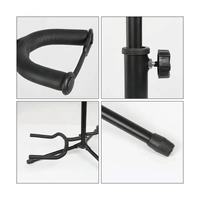 BBT Foldable Double Tripod Acoustic / Electric Guitar Stand - Black - Holds 2 Guitars