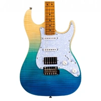 Jet  Guitars  JS-450 HSS Flamed Maple Top Electric Guitar - Transparent Blue