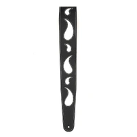 D'Addario Deluxe Leather Guitar Strap, Paisley Window. Black with White