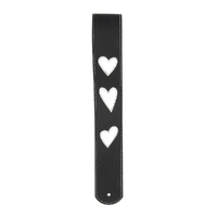 D'Addario Deluxe Leather Guitar Strap, Heart Icon Patches, Black with White