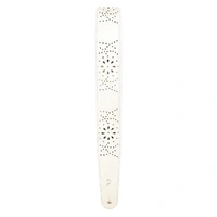 D'Addario Leather Guitar Strap, Perforated White