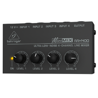 The Behringer Ultra-Compact Sized MICROMIX MX400 4-Channel Line Mixer