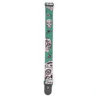 D'Addario Polyester Guitar Strap, Sugar Skulls, Green