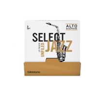 D'Addario Select Jazz Unfiled Alto Saxophone Reeds, Strength 3 Soft, 25 Box