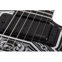 Schecter E-1 FR Przym Palladium 6 String Electric Guitar - Gloss Black with White Highlights