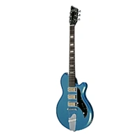 Supro Island Series Hampton Electric Guitar Metallic Blue -  Gold Foil Pickups