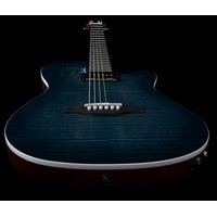 Godin 047963 Denim Blue Flame A6 Ultra 6 String Acoustic Electric Guitar with Gig Bag