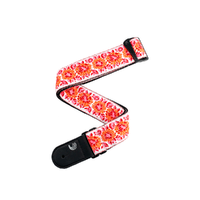 D'Addario Woven Guitar Strap, Peace Love, Pink and White