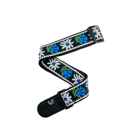 D'Addario Woven Guitar Strap, Peace Love, Black and Blue