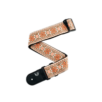 D'Addario Woven Guitar Strap, Peace Love, Orange Pattern