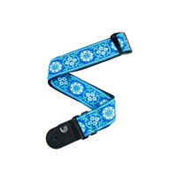 D'Addario Woven Guitar Strap, Peace Love, Blue and White