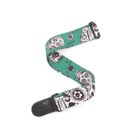 D'Addario Polyester Guitar Strap, Sugar Skulls, Green
