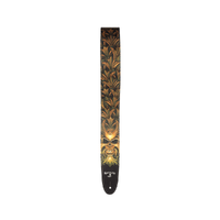 Alchemy Leather Guitar Strap, Green Skull