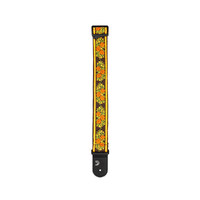 D'Addario Woven Guitar Strap, Peace Love, Brown and Yellow