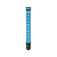 D'Addario Woven Guitar Strap, Peace Love, Blue and White