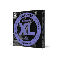 D'Addario ECG24-3D Chromes Flat Wound Electric Guitar Strings, Jazz Light, 11-50, 3 Sets