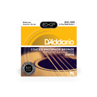 D'Addario EXP19 Coated Phosphor Bronze Acoustic Guitar Strings, Light Top/Medium Bottom/Bluegrass, 12-56