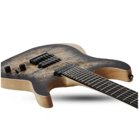Schecter Reaper 6 -Satin Charcoal Burst Poplar Burl Top Maple Neck Ebony fretboard