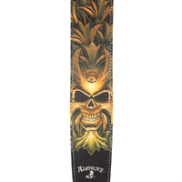 Alchemy Leather Guitar Strap, Green Skull