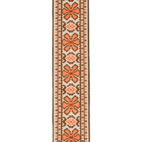 D'Addario Woven Guitar Strap, Peace Love, Orange Pattern