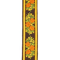 D'Addario Woven Guitar Strap, Peace Love, Brown and Yellow