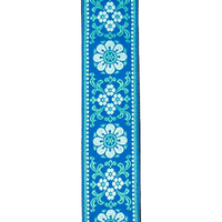 D'Addario Woven Guitar Strap, Peace Love, Blue and White