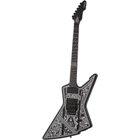 Schecter E-1 FR Przym Palladium 6 String Electric Guitar - Gloss Black with White Highlights