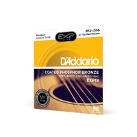 D'Addario EXP19 Coated Phosphor Bronze Acoustic Guitar Strings, Light Top/Medium Bottom/Bluegrass, 12-56
