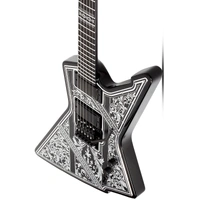 Schecter E-1 FR Przym Palladium 6 String Electric Guitar - Gloss Black with White Highlights