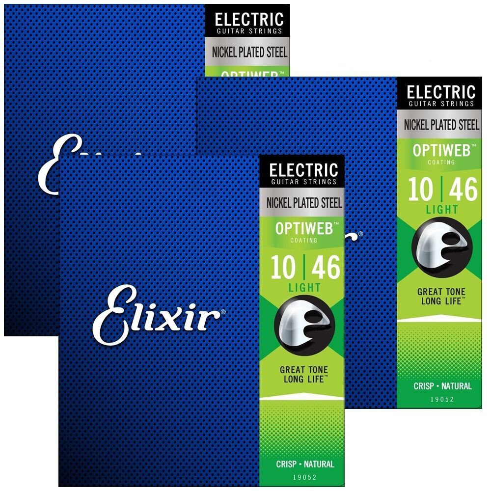 3 sets Elixir 19052 Electric Guitar Strings with OPTIWEB Coating 10 46