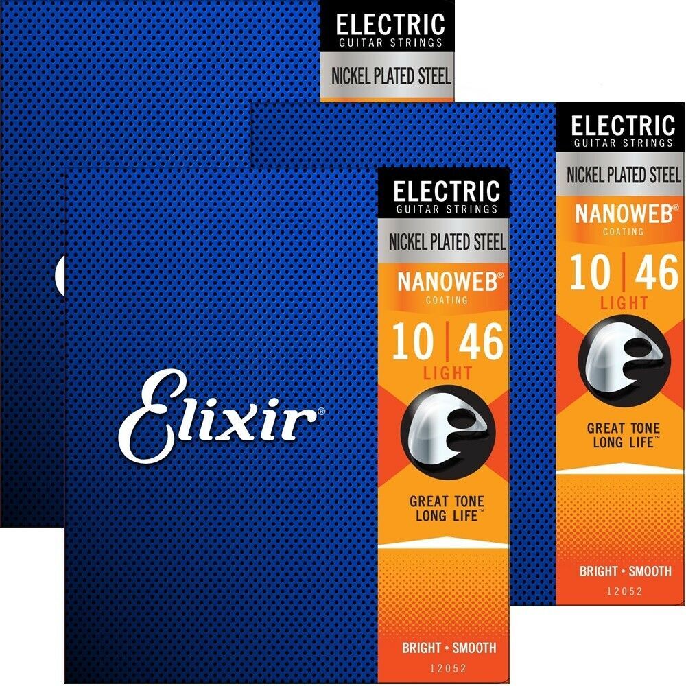 3 Sets Elixir Nanoweb Coated Electric Guitar Strings 12052 10 46