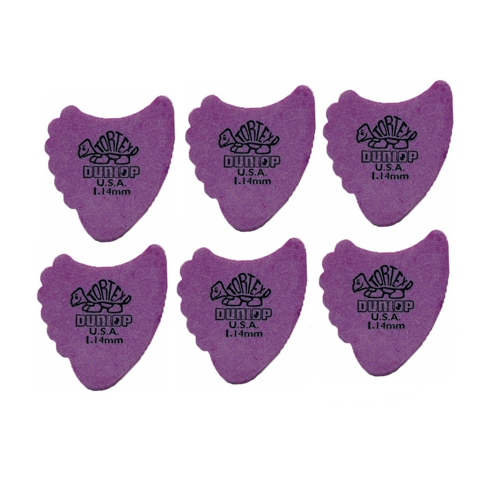6 Picks Guitar Picks Dunlop Tortex Fin 414R Purple 1.14mm Guitar