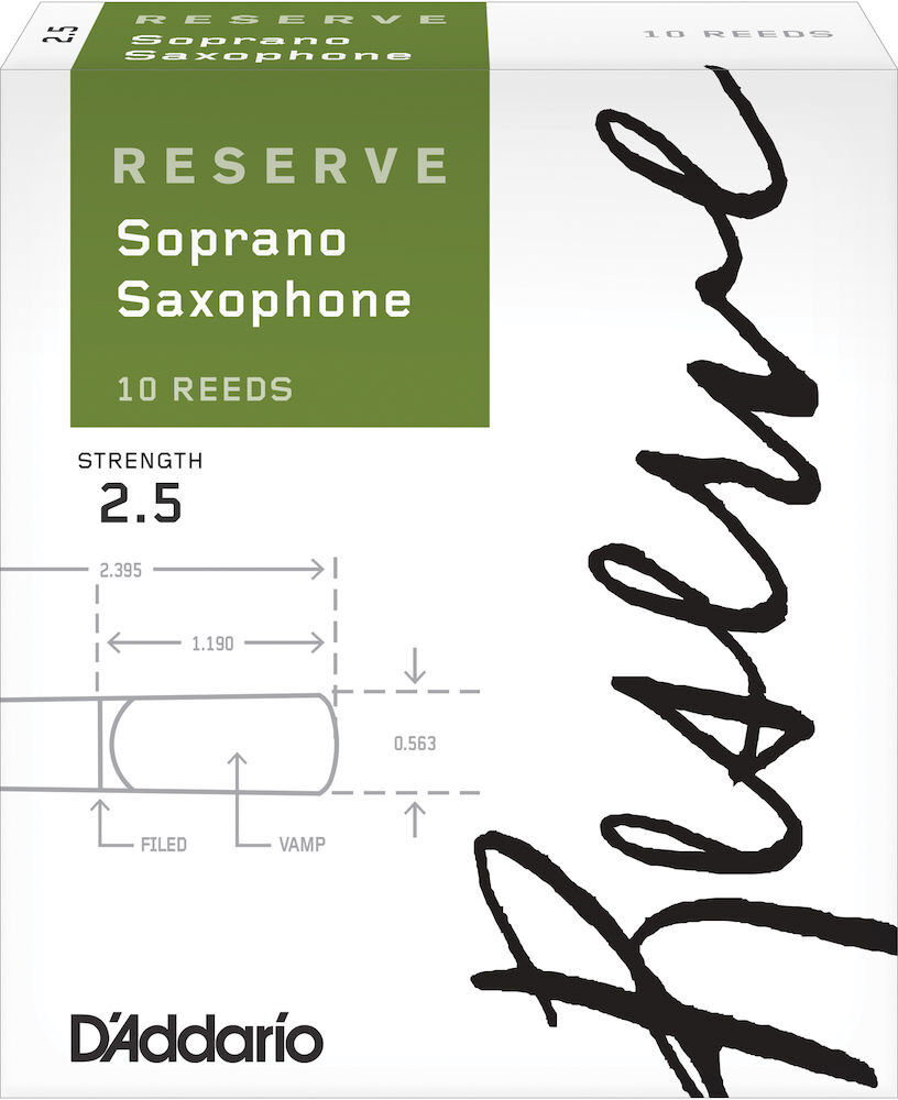 D'Addario Reserve Soprano Saxophone Reeds, Strength 2.5, 10-pack