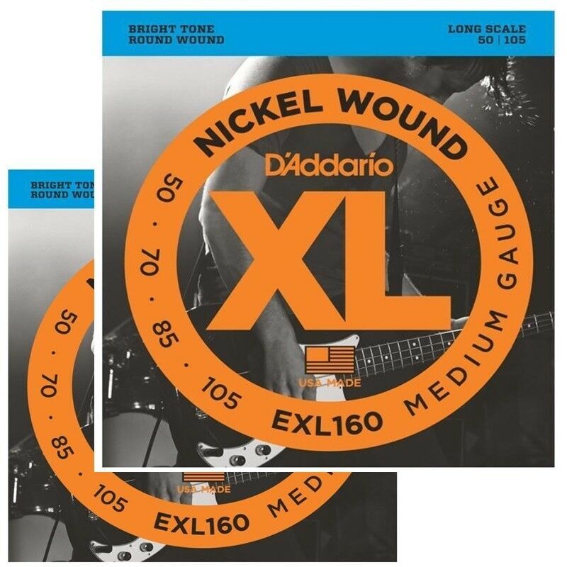 Long Scale Medium D/'Addario EXL160 Nickel Wound Bass Guitar Strings 50-105