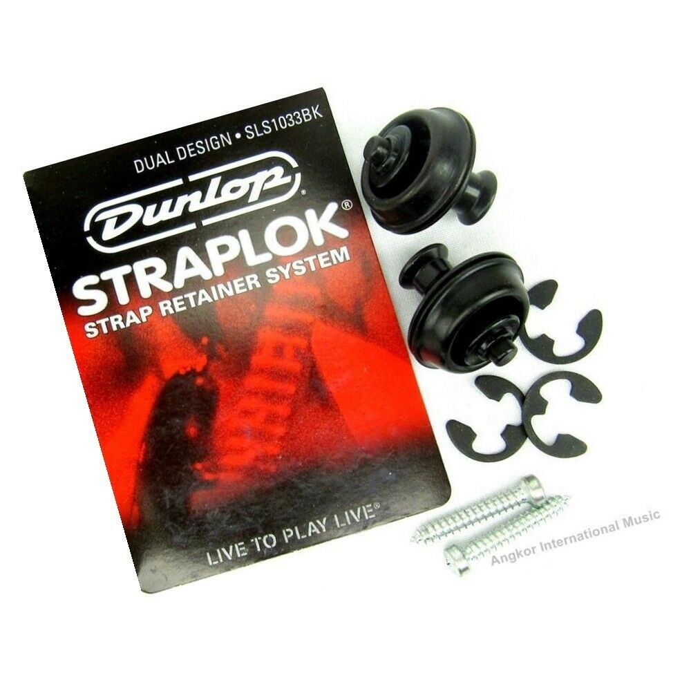 Dunlop Dual Design Straplok Black Strap locks Strap Retainer System New