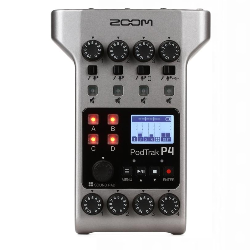 Zoom PodTrak P4 4input Ultimate Recorder for Podcasting Behringer