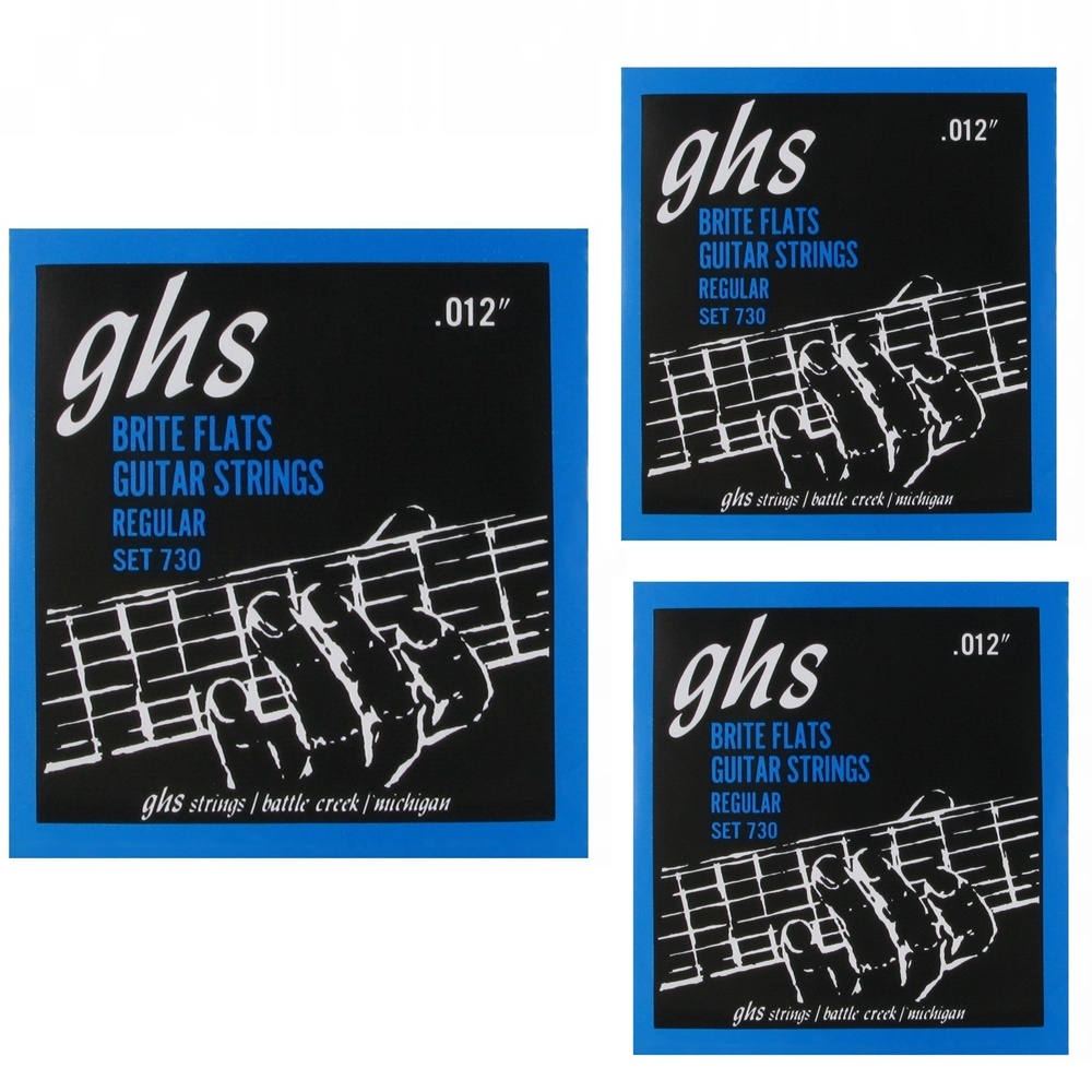 GHS 730 Brite Flats Regular 3 SETS Electric Guitar Strings 12 54