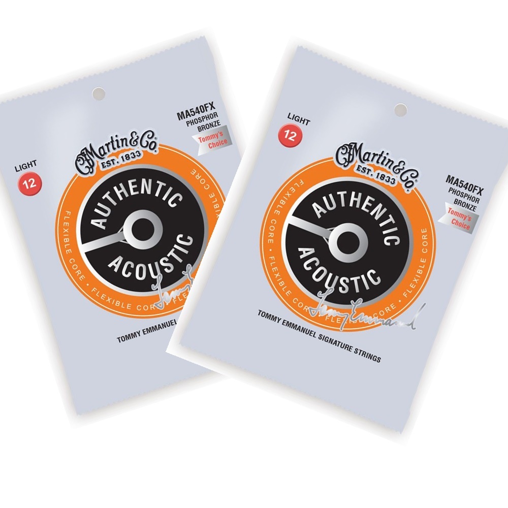 2 x Martin Authentic Flexible Core Tommys Choice Acoustic Strings 12-54 ...