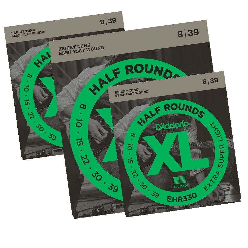 3 x D'Addario EHR330 Half Round Electric Guitar Strings ExtraSuper