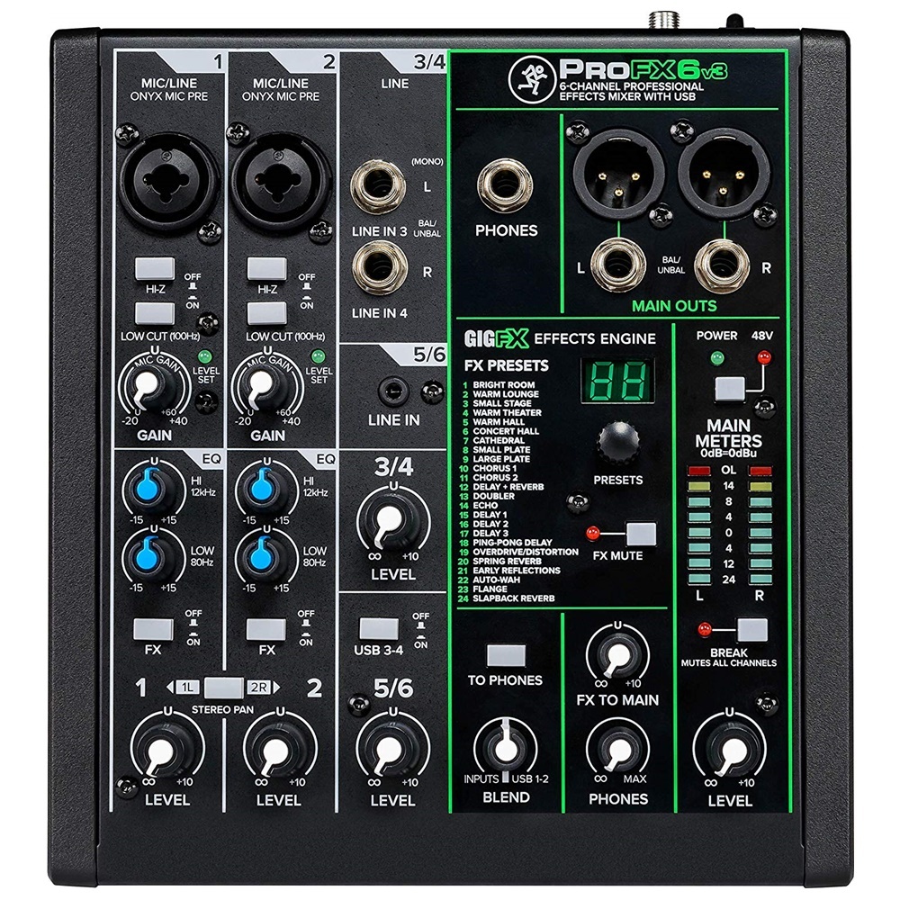 Mackie Profx6v3 6 Channel Compact Mixer With Usb And Effects Ebay Mackie Profx6v3 6 Channel Compact Mixer With Usb And Effects Ebay