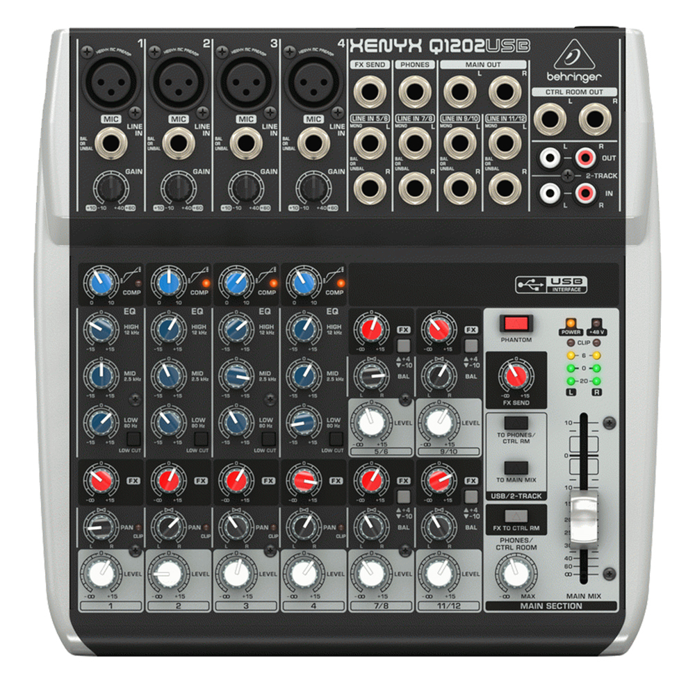 The Behringer Premium 12Input 2Bus XENYX Q1202USB Mixer With Mic Preamp