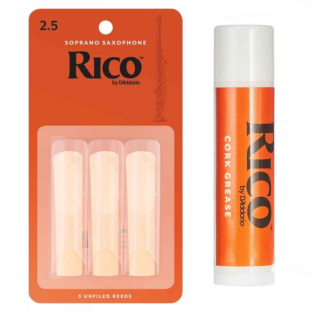 Rico Soprano Saxophone 3 x Reeds Strength 2.5 + cork Grease