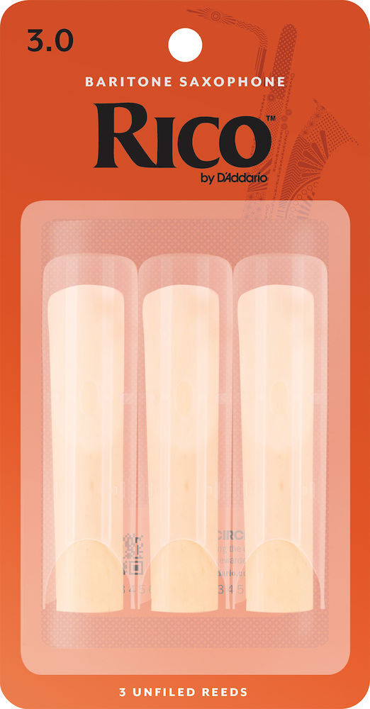 Rico by D'Addario Baritone Sax Reeds, Strength 3, 3-pack