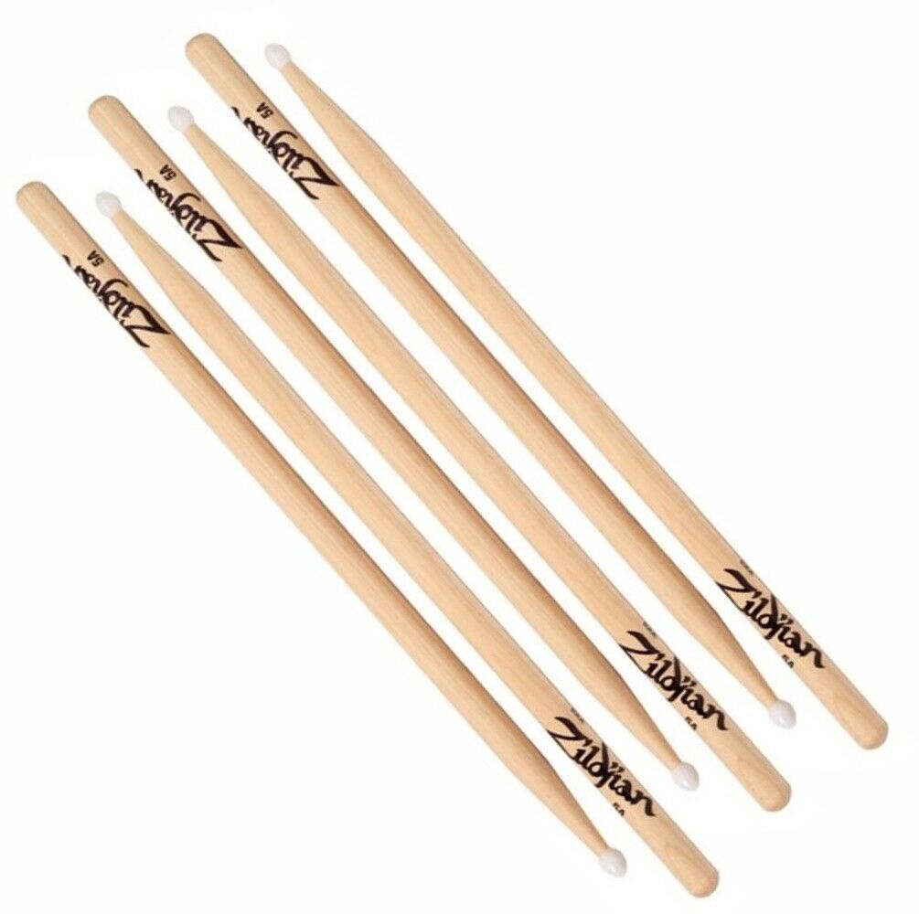 Zildjian Natural Hickory Drumsticks 5AN Nylon Tip 3 Pairs eBay