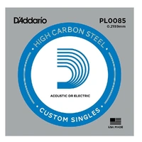 5 x D'Addario PL0085 Single Plain Steel .0085 Acoustic / Electric Guitar Strings