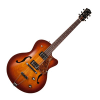 Godin 039289 5th Avenue CW Kingpin II HB Cognac Burst 6 String RH Hollow Body Guitar with Tric Case