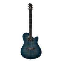 Godin A6 Ultra Semi-hollowbody Electric Guitar Denim Blue Flame w/ Hard case