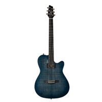 Godin 047963 Denim Blue Flame A6 Ultra 6 String Acoustic Electric Guitar with Gig Bag